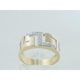 Gold 14k ring Greek key with Zircon ΔΑ 000102Λ  Weight:4.85gr