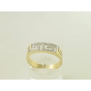 Gold 14k ring Greek key with Zircon ΔΑ 000832Λ  Weight:3.21gr