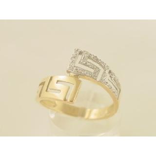 Gold 14k ring Greek key with Zircon ΔΑ 000831Λ  Weight:3.51gr