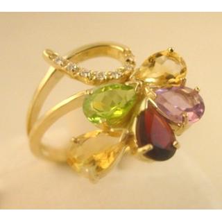 Gold 14k ring with semi precious stones and zircon ΔΑ 001759  Weight:5.35gr