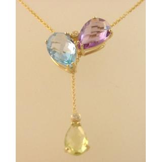 Gold 14k necklace with semi precious stones ΚΟ 000515  Weight:5.6gr