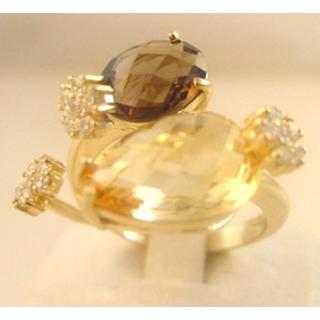 Gold 14k ring with semi precious stones and zircon ΔΑ 001762Α  Weight:7.5gr