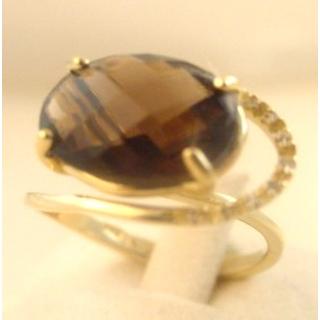 Gold 14k ring with semi precious stones and zircon ΔΑ 001763Α  Weight:4.63gr