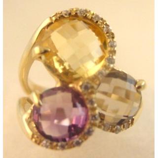 Gold 14k ring with semi precious stones and zircon ΔΑ 001764  Weight:6.94gr