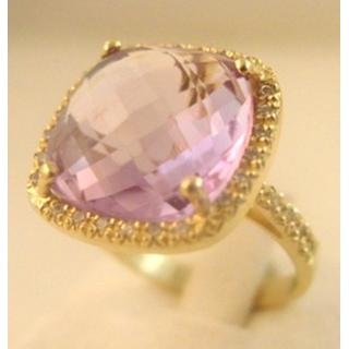 Gold 14k ring with semi precious stones and zircon ΔΑ 001765Α  Weight:7.68gr