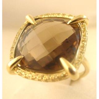 Gold 14k ring with semi precious stones and zircon ΔΑ 001766Α  Weight:10.94gr