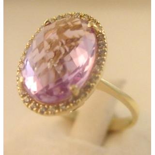 Gold 14k ring with semi precious stones and zircon ΔΑ 001767Α  Weight:4.35gr