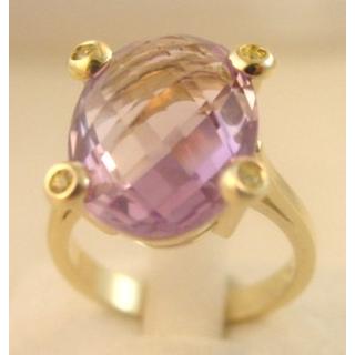 Gold 14k ring with semi precious stones and zircon ΔΑ 001768Β  Weight:6.02gr