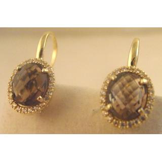Χρυσά σκουλαρίκια Κ14 με ημιπολύτιμες πέτρες & ζιργκόν Μοντέρνα-Διάφορα ΣΚ 001010Α  Βάρος:5.12gr