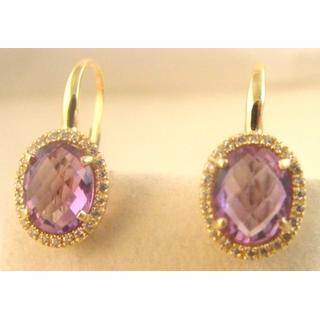 Gold 14k earrings with semi precious stones and Zircon ΣΚ 001010Γ  Weight:5.25gr