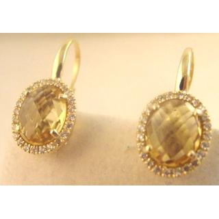 Χρυσά σκουλαρίκια Κ14 με ημιπολύτιμες πέτρες & ζιργκόν Μοντέρνα-Διάφορα ΣΚ 001010Δ  Βάρος:5.08gr