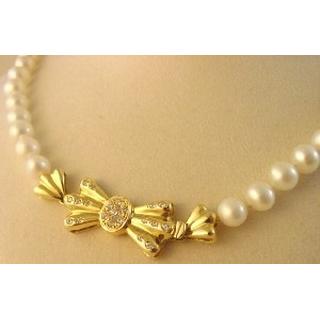 Gold 14k necklace with Pearls ΚΟ 000526  Weight:8.7gr