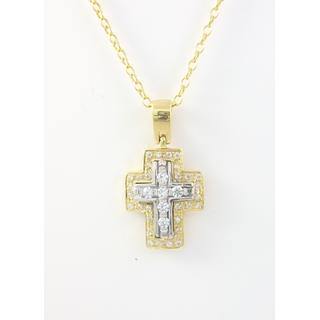 Gold 14k cross with Zircon  ΣΤ 000106Δ Weight:4.85gr