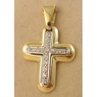 Gold 14k cross with Zircon  ΣΤ 000163α Weight:7gr