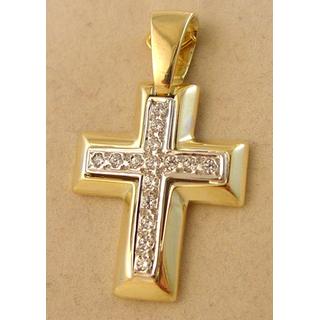 Gold 14k cross with Zircon  ΣΤ 000165α Weight:7.43gr