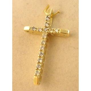 Gold 14k cross with Zircon  ΣΤ 000178Κ Weight:3.05gr