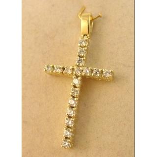 Gold 14k cross with Zircon  ΣΤ 000177Κ Weight:4.03gr