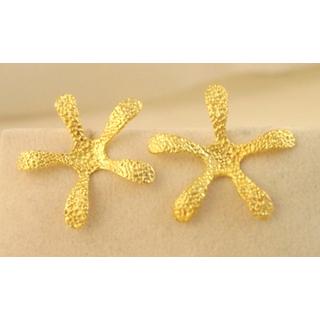 Χρυσά σκουλαρίκια Κ14 χωρίς πέτρες Λουλούδια ΣΚ 001020  Βάρος:3.45gr