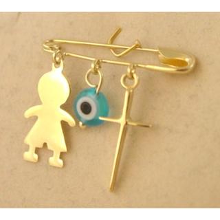 Gold 14k baby pin for newborns  ΠΑ 000020