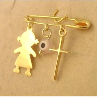 Gold 14k baby pin for newborns ΠΑ 000021