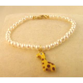 Gold 14k bracelet Children with Pearls ΒΡ 000912  Weight:1.2gr