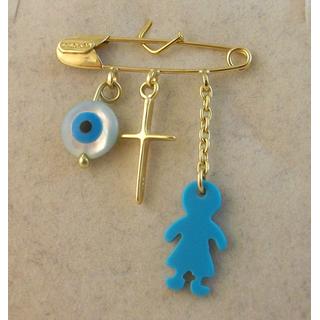 Gold 14k baby pin for newborns ΠΑ 000023