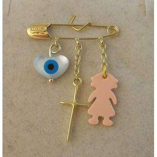 Gold 14k baby pin for newborns ΠΑ 000024