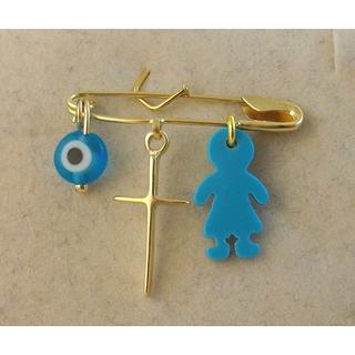 Gold 14k baby pin for newborns ΠΑ 000025