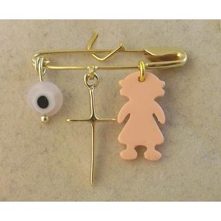 Gold 14k baby pin for newborns ΠΑ 000026