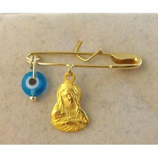Gold 14k baby pin for newborns ΠΑ 000027