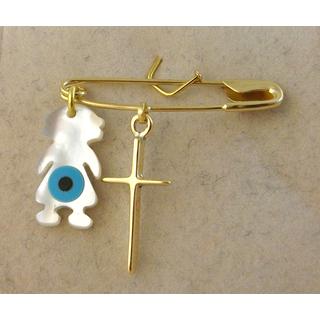 Gold 14k baby pin for newborns ΠΑ 000028