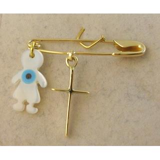 Gold 14k baby pin for newborns ΠΑ 000029