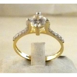 Χρυσό δαχτυλίδι Κ14 με πέτρες ζιργκόν Μονόπετρα-Κοσμήματα Γάμου ΔΑ 001806  Βάρος:2.24gr