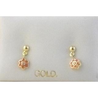 Gold 14k earrings Children with Zircon ΣΚ 001087  Weight:0.42gr