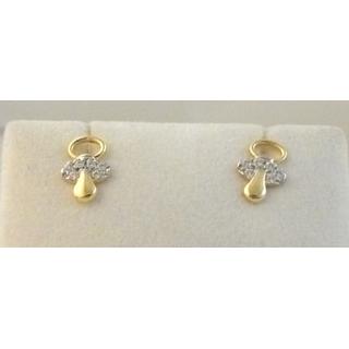 Gold 14k earrings Children with Zircon ΣΚ 001057  Weight:0.93gr