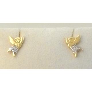 Gold 14k earrings Children with Zircon ΣΚ 001060  Weight:1.02gr