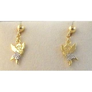 Gold 14k earrings Children with Zircon ΣΚ 001061  Weight:1.34gr