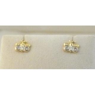 Χρυσά σκουλαρίκια Κ14 με ζιργκόν Πεταλούδες ΣΚ 001064  Βάρος:0.92gr