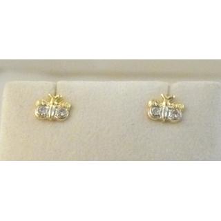 Gold 14k earrings Butterfly with Zircon ΣΚ 001064  Weight:0.92gr