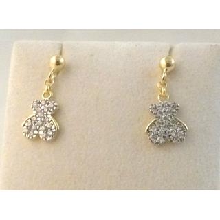 Gold 14k earrings Children with Zircon ΣΚ 001068  Weight:1.53gr