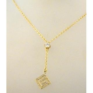 Gold 14k necklace Greek key with Zircon ΚΟ 000536  Weight:3.68gr