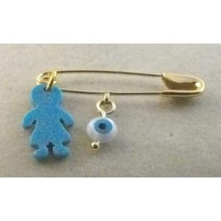 Gold 14k baby pin for newborns ΠΑ 000033