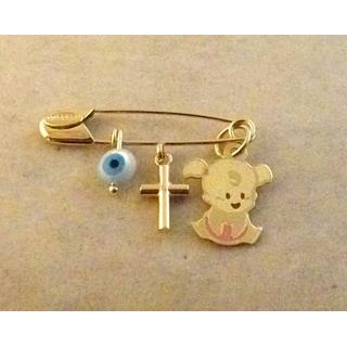 Gold 14k baby pin for newborns ΠΑ 000037