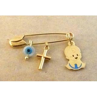 Gold 14k baby pin for newbornsΠΑ 000038