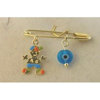 Gold 14k baby pin for newborns ΠΑ 000039