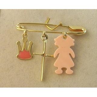 Gold 14k baby pin for newborns ΠΑ 000041