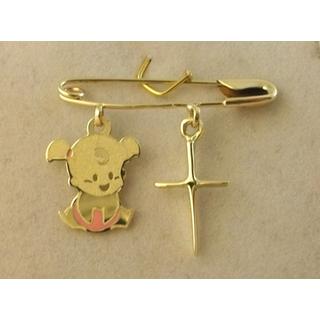 Gold 14k baby pin for newborns ΠΑ 000043