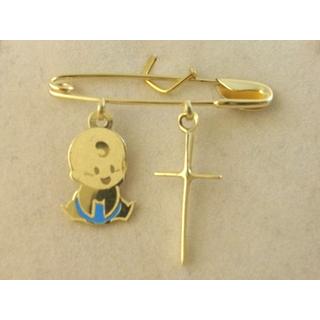 Gold 14k baby pin for newborns ΠΑ 000044