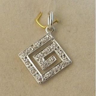 Gold 14k pendants Greek key with Zircon ΜΕ 000658Λ  Weight:1.04gr