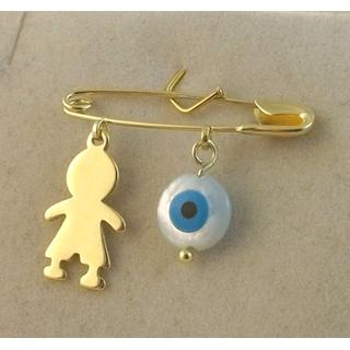 Gold 14k baby pin for newborns ΠΑ 000046